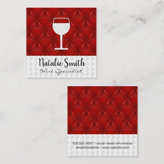 赤ワイングラスのアイコン |白い織り赤いアッホールスター スクエア名刺 (正面/裏面)