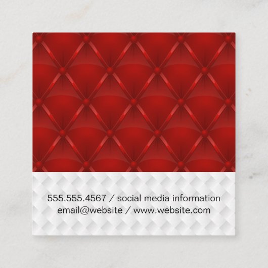 赤ワイングラスのアイコン |白い織り赤いアッホールスター スクエア名刺 (裏面)