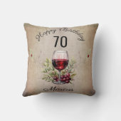 赤ワイングラスのオリーブウォーターのカラー誕生日 クッション (裏面)