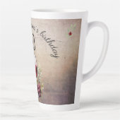 赤ワイングラスのオリーブウォーター色50誕生日 カフェラテマグ (右)