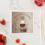 赤ワイングラスのオリーブウォーター色50誕生日 スタンダードカクテルナプキン (インサイチュ)