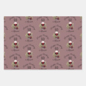 赤ワイングラスのオリーブウォーター色50誕生日 ラッピングペーパーシート (正面2)