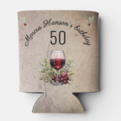 赤ワイングラスのオリーブウォーター色50誕生日 缶クーラー (裏面)