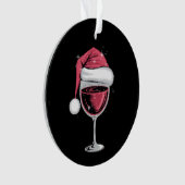 赤ワイングラスのクリスマスおもしろいクリスマス オーナメント (正面)