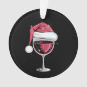 赤ワイングラスのクリスマスおもしろいクリスマス オーナメント (正面)