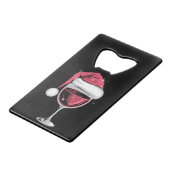 赤ワイングラスのクリスマスおもしろいクリスマス クレジットカード栓抜き (正面アングル)