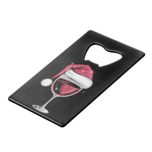 赤ワイングラスのクリスマスおもしろいクリスマス クレジットカード栓抜き