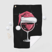 赤ワイングラスのクリスマスおもしろいクリスマス ゴルフタオル (インサイチュ)
