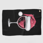 赤ワイングラスのクリスマスおもしろいクリスマス ゴルフタオル (横)