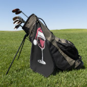 赤ワイングラスのクリスマスおもしろいクリスマス ゴルフタオル (グリーン)