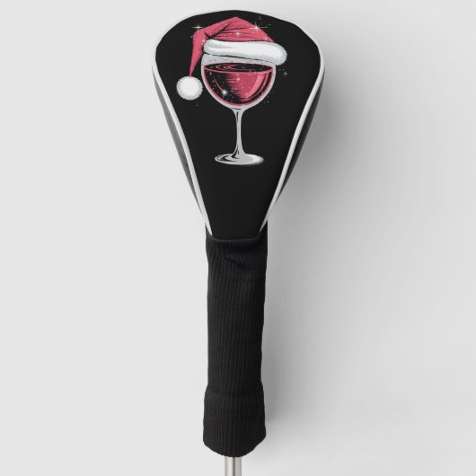 赤ワイングラスのクリスマスおもしろいクリスマス ゴルフヘッドカバー (正面)