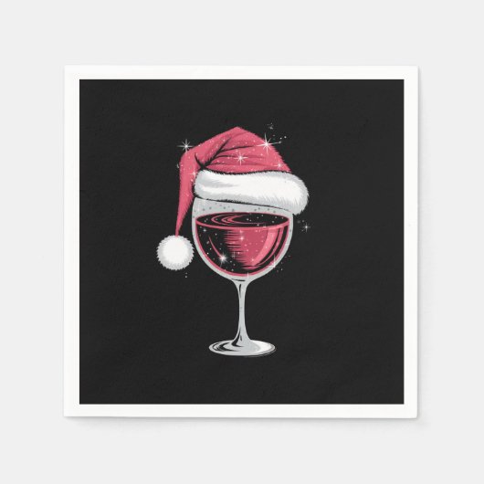 赤ワイングラスのクリスマスおもしろいクリスマス スタンダードカクテルナプキン (正面)