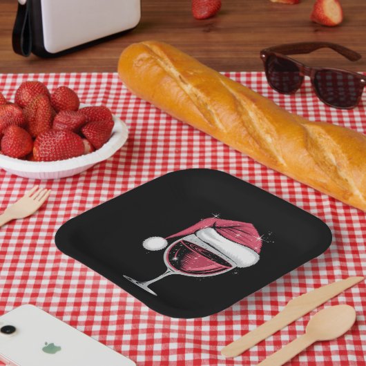 赤ワイングラスのクリスマスおもしろいクリスマス ペーパープレート (ピクニック)