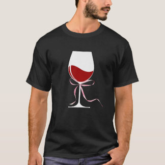 赤ワイングラスのコケットアステティ付きコケット弓 Tシャツ