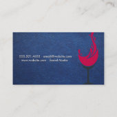 赤ワイングラスのスプラッシュ | ブルーレザー 名刺 (裏面)