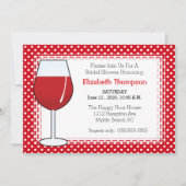 赤ワイングラスのブライダルシャワーの招待 招待状 (正面)