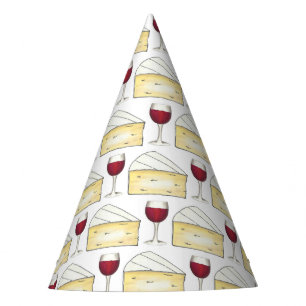 赤ワイングラスのブリーチーズテイスティングチャリティーイベント パーティーハット