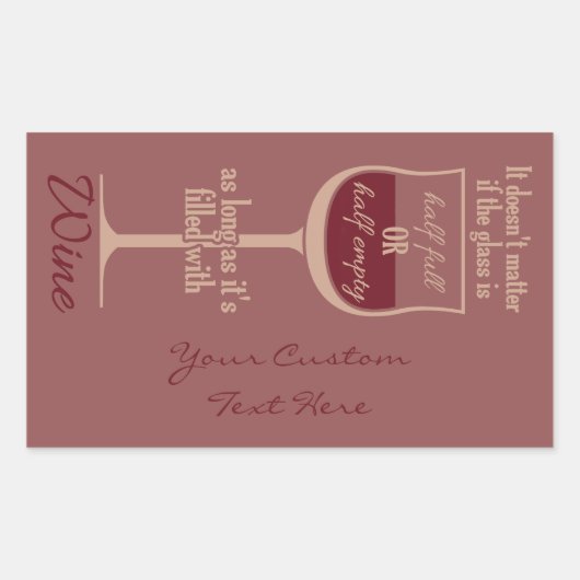 赤ワイングラスカスタムシール 長方形シール (正面)