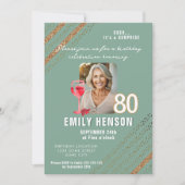 赤ワイングラスグリッター誕生日パーティー写真 招待状 (正面)