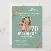赤ワイングラスグリッター70th誕生日パーティーフォト 招待状 (正面)