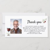 赤ワイングラス小枝フォト誕生日 サンキューカード (正面)