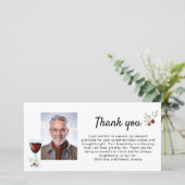 赤ワイングラス小枝フォト誕生日 サンキューカード (スタンド正面)