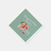 赤ワイングラス水の色の誕生日パーティーフォト スタンダードカクテルナプキン (角)