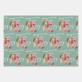 赤ワイングラス水の色の誕生日パーティーフォト ラッピングペーパーシート (正面)