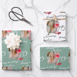 赤ワイングラス水の色の誕生日パーティーフォト ラッピングペーパーシート