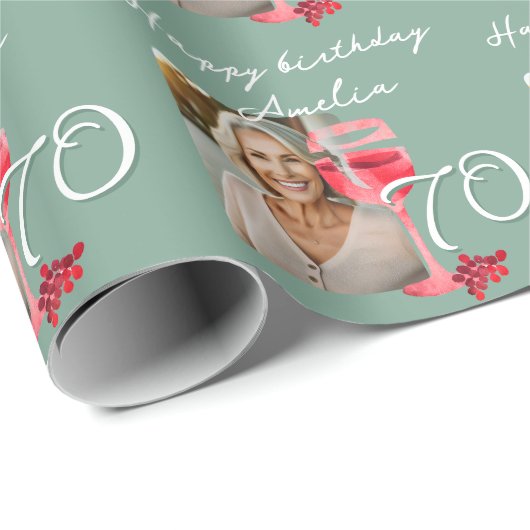 赤ワイングラス水の色の誕生日パーティーフォト ラッピングペーパー (ロールコーナー)