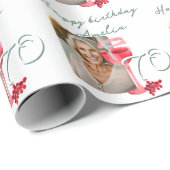 赤ワイングラス水の色の誕生日パーティーフォト ラッピングペーパー (ロールコーナー)