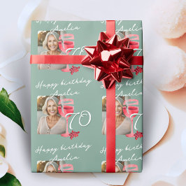 赤ワイングラス水の色の誕生日パーティーフォト ラッピングペーパー