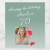 赤ワイングラス水の色の誕生日パーティーフォト ワインラベル (シングルラベル)