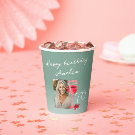 赤ワイングラス水の色の誕生日パーティーフォト 紙コップ