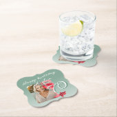 赤ワイングラス水の色70誕生日写真 ペーパーコースター (インサイチュ)