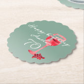 赤ワイングラス水の色70th誕生日パーティー ペーパーコースター (アングル)