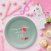 赤ワイングラス水の色70th誕生日パーティー ペーパープレート (パーティー)