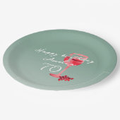 赤ワイングラス水の色70th誕生日パーティー ペーパープレート (アングル)