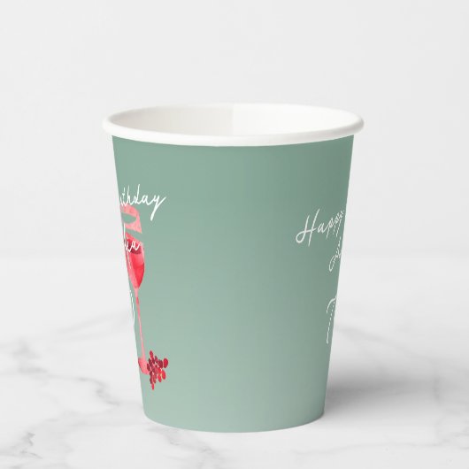 赤ワイングラス水の色70th誕生日パーティー 紙コップ (左)