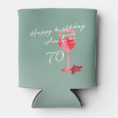 赤ワイングラス水の色70th誕生日パーティー 缶クーラー (正面)