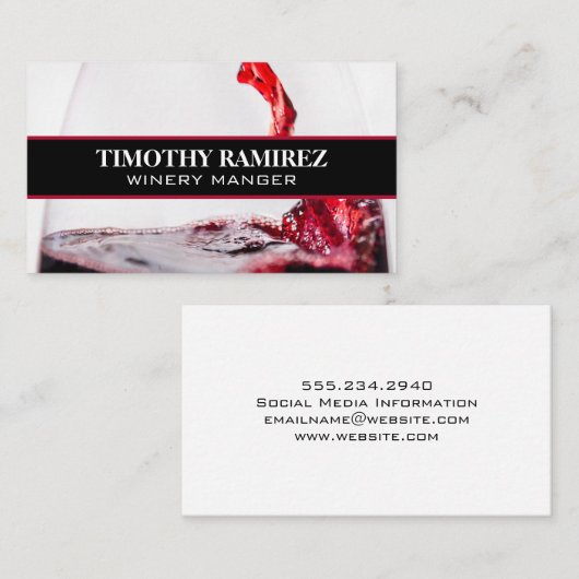 赤ワイングラス注ぎ 名刺 (正面/裏面)