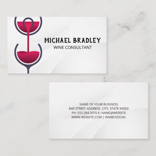 赤ワイングラス注 名刺 (正面/裏面)