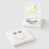 赤ワイングラス結婚の婚約 ストーンコースター (横)