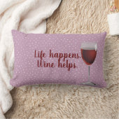 赤ワイングラス腰枕のピンドットパターン ランバークッション (ブランケット)