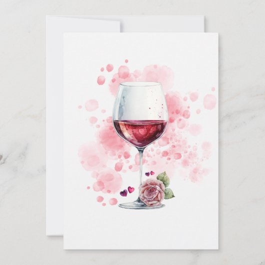 赤ワイングラス誕生日パーティーの招待 招待状 (裏面)