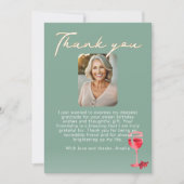 赤ワイングラス誕生日写真 サンキューカード (正面)