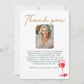 赤ワイングラス誕生日写真 サンキューカード (正面)