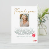 赤ワイングラス誕生日写真 サンキューカード (スタンド正面)