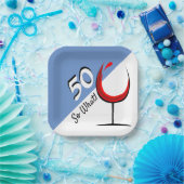 赤ワイングラス50だから何50歳の誕生日パーティー ペーパープレート (パーティー)