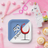 赤ワイングラス50だから何50歳の誕生日パーティー ペーパープレート (パーティー)